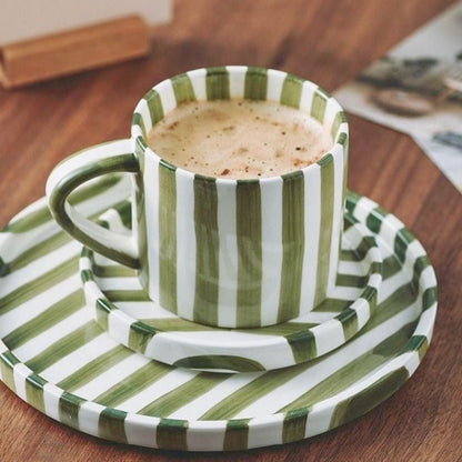 Set de Platos y Tazas Rayas Vintage 3 un Santú & Home Deco11#Verde