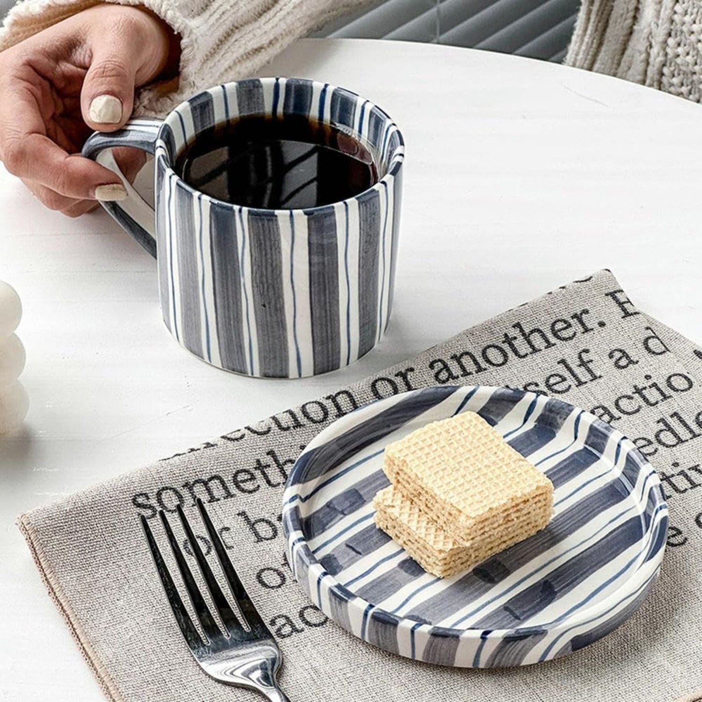 Set de Platos y Tazas Rayas Vintage 3 un Santú & Home Deco13#Azul