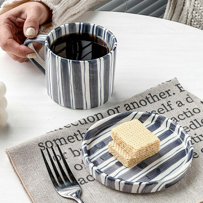 Set de Platos y Tazas Rayas Vintage 3 un Santú & Home Deco13#Azul
