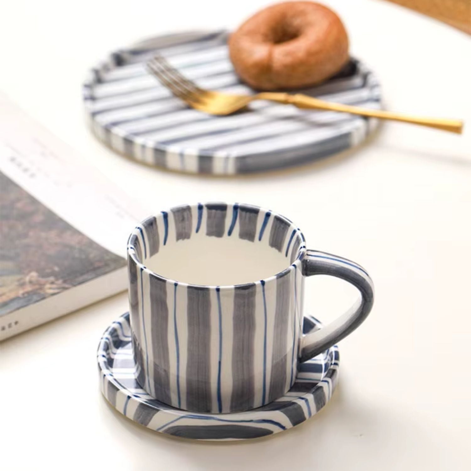 Set de Platos y Tazas Rayas Vintage 3 un Santú & Home Deco15#Azul