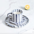 Set de Platos y Tazas Rayas Vintage 3 un Santú & Home Deco2#Azul