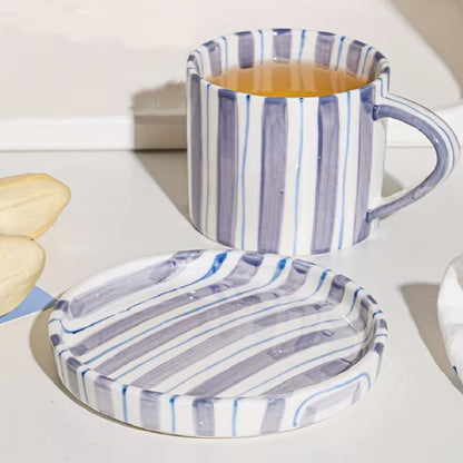 Set de Platos y Tazas Rayas Vintage 3 un Santú & Home Deco3#Azul