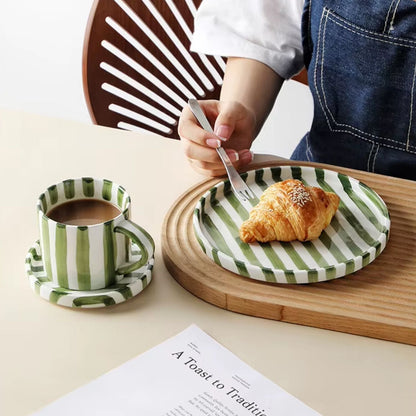 Set de Platos y Tazas Rayas Vintage 3 un Santú & Home Deco7#Verde