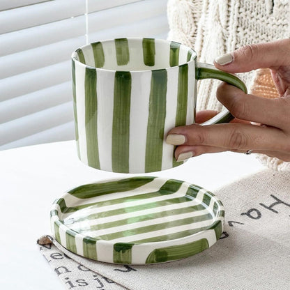Set de Platos y Tazas Rayas Vintage 3 un Santú & Home Deco8#Verde