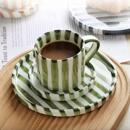Set de Platos y Tazas Rayas Vintage 3 un Santú & Home Deco1#Verde