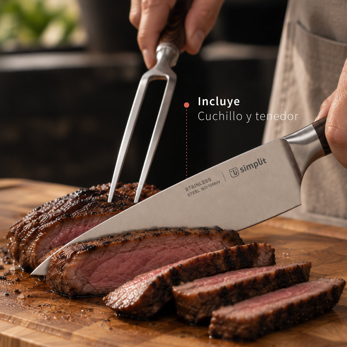 Set Parrillero Cuchillo 21cm y Tenedor Acero Inox Toledo Simplit-Accesorios para Parrillas