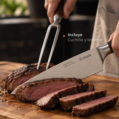 Set Parrillero Cuchillo 21cm y Tenedor Acero Inox Toledo Simplit-Accesorios para Parrillas