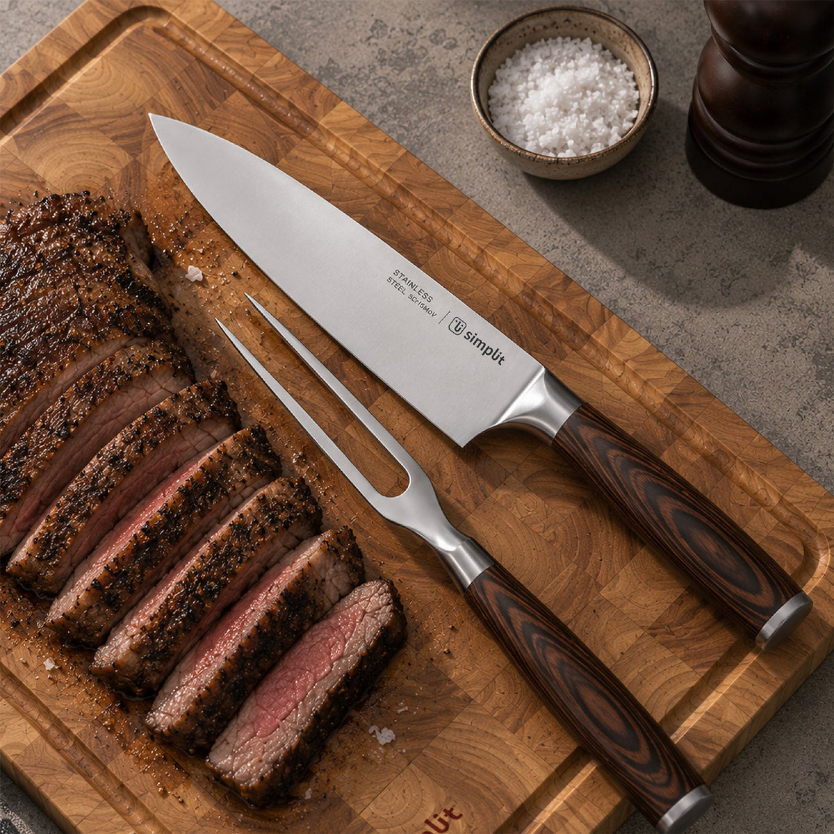 Set Parrillero Cuchillo 21cm y Tenedor Acero Inox Toledo Simplit-Accesorios para Parrillas