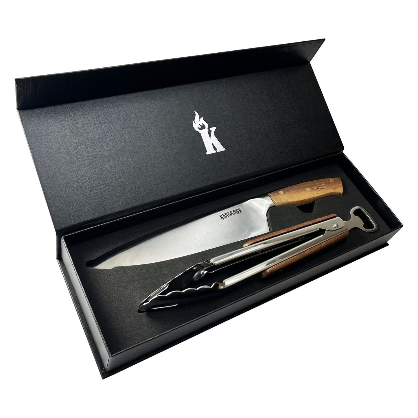 Set Parrillero Cuchillo Catemu + Tenaza Edición Limitada Black Kangkawe1#Acero