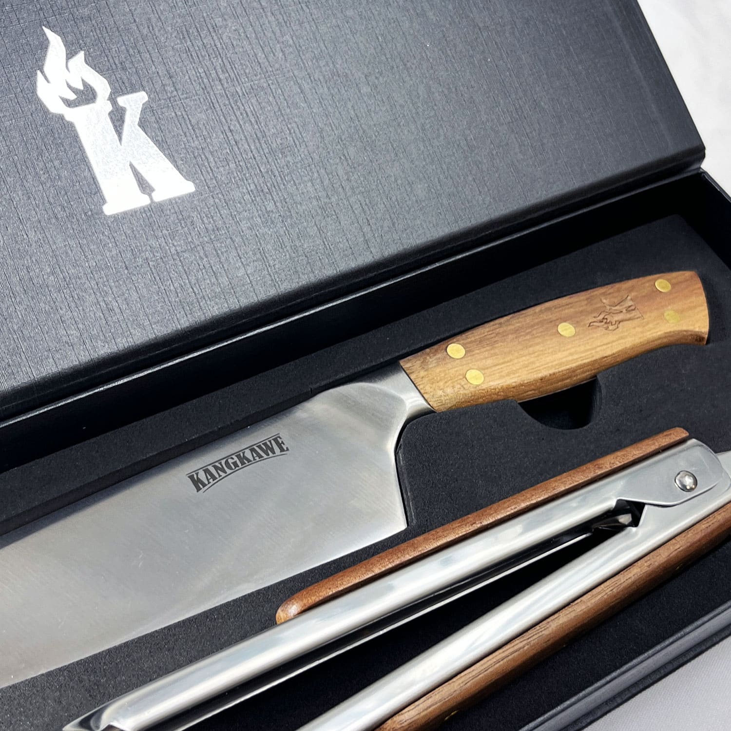 Set Parrillero Cuchillo Catemu + Tenaza Edición Limitada Black Kangkawe4#Acero