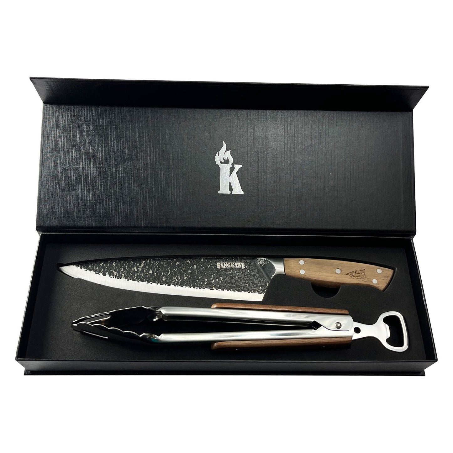 Set Parrillero Cuchillo Curacaví + Tenaza Edición Limitada Black Kangkawe3#Acero