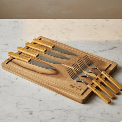 Set Parrillero Tabla + 8 Cubiertos Santo Asado Para Parrilla Decoexpress2#Sin color