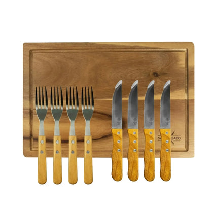 Set Parrillero Tabla + 8 Cubiertos Santo Asado Para Parrilla Decoexpress3#Sin color
