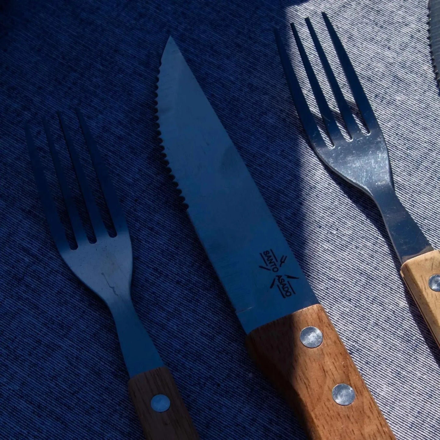 Set Parrillero Tabla + 8 Cubiertos Santo Asado Para Parrilla Decoexpress4#Sin color