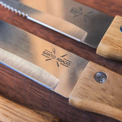 Set Parrillero Tabla + 8 Cubiertos Santo Asado Para Parrilla Decoexpress6#Sin color