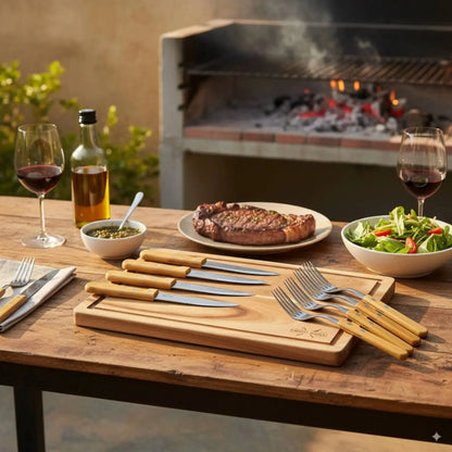 Set Parrillero Tabla + 8 Cubiertos Santo Asado Para Parrilla Decoexpress1#Sin color