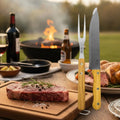 Set Parrillero Tabla + Cuchillo Y Pincho Santo Asado Para Parrilla Decoexpress2#Madera