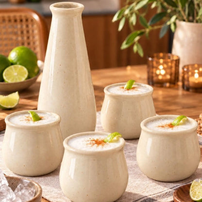 Set Pisco Sour Cerámica Gres con Jarro y 4 Vasos-Coctelería
