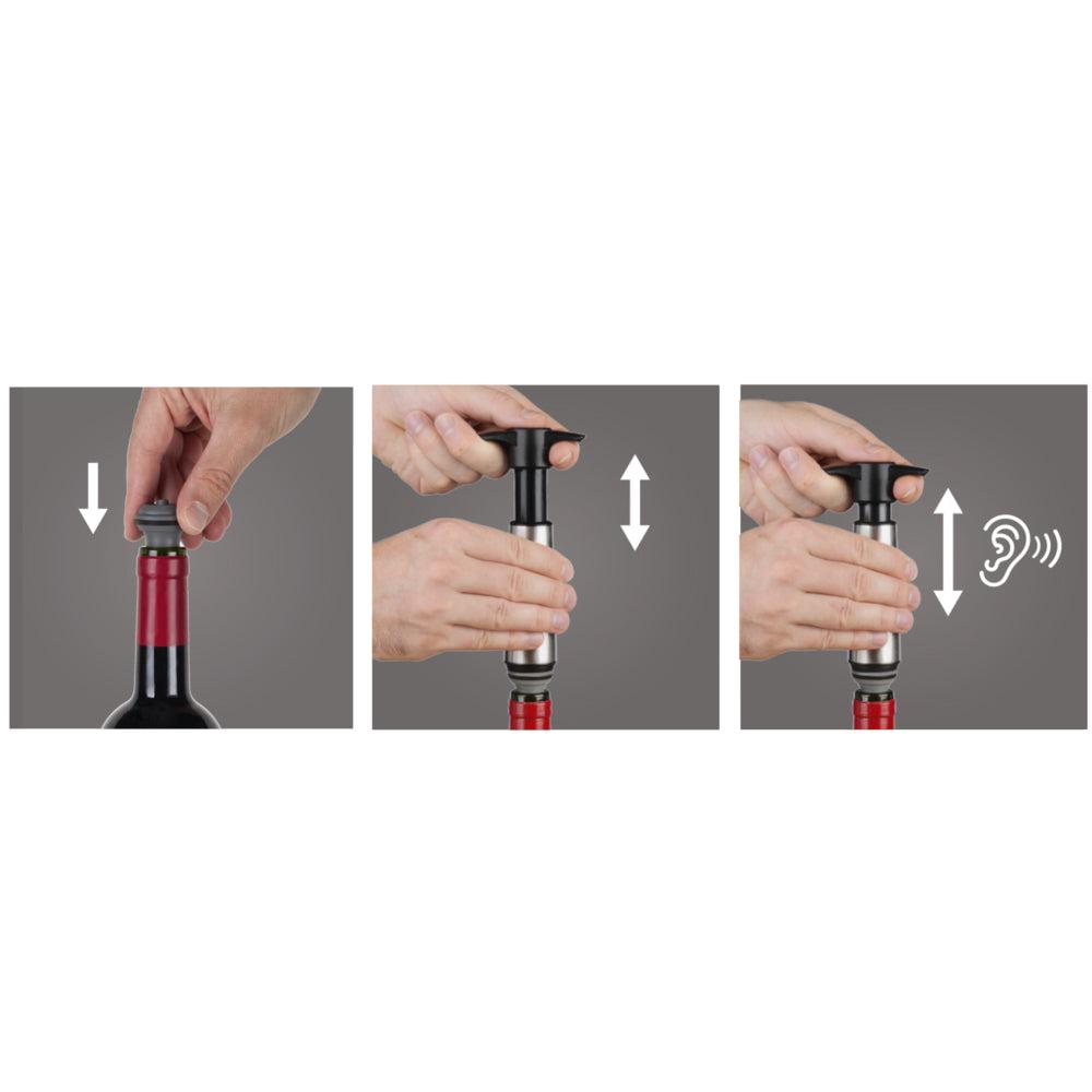 Set Regalo Premium para Vino Acero Inoxidable Vacuvin4#Gris