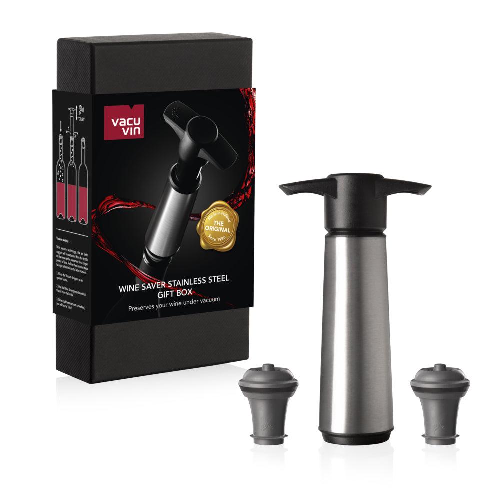 Set Regalo Premium para Vino Acero Inoxidable Vacuvin3#Gris