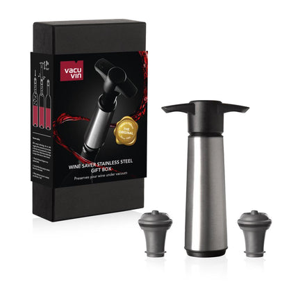 Set Regalo Premium para Vino Acero Inoxidable Vacuvin3#Gris