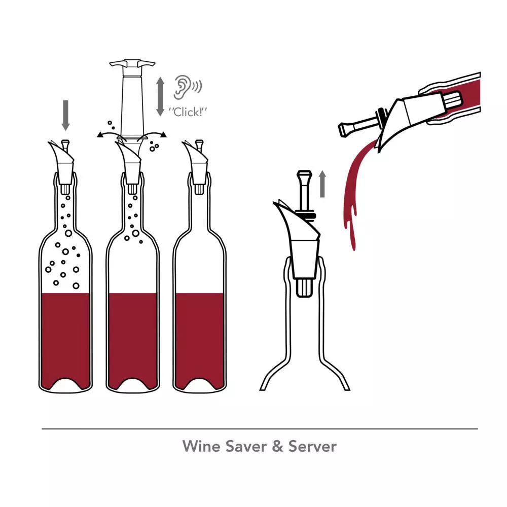 Set Save, Stop and Serve de Vacío para Vino Vacuvin4#Negro