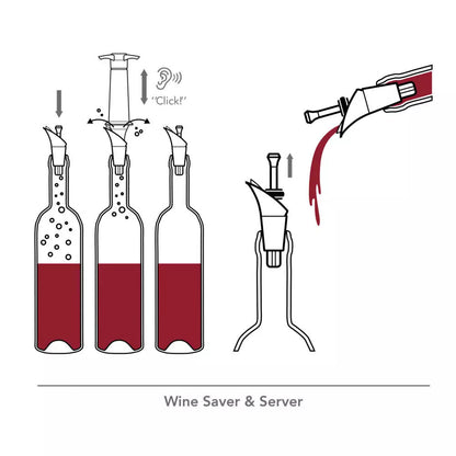 Set Save, Stop and Serve de Vacío para Vino Vacuvin4#Negro