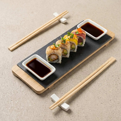 Set Sushi 2 Personas Tabla Bamboo y Palillos-Vajilla