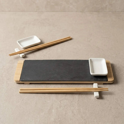 Set Sushi 2 Personas Tabla Bamboo y Palillos-Vajilla