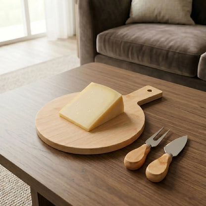 Set Tabla Bamboo con 2 Cuchillos para Queso 25x18 cm-Tablas