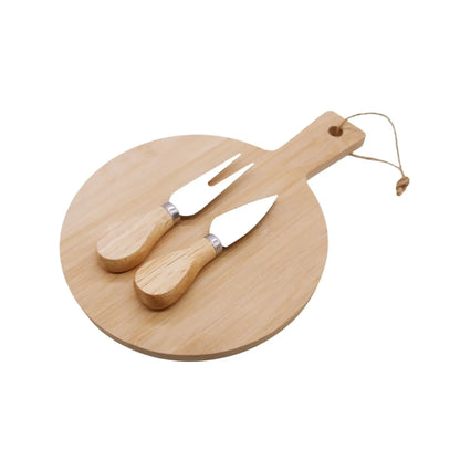 Set Tabla Bamboo con 2 Cuchillos para Queso 25x18 cm-Tablas