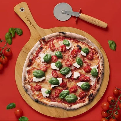 Set Tabla Pizza Bambú Y Cortador Typhoon1#Madera