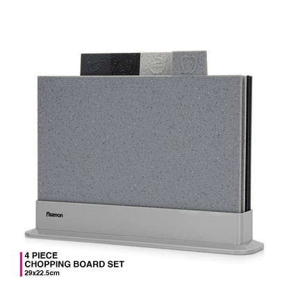 Set Tablas de Cortar 4 piezas + Base sujetadora 29x22.5 cm Fissman-Tablas