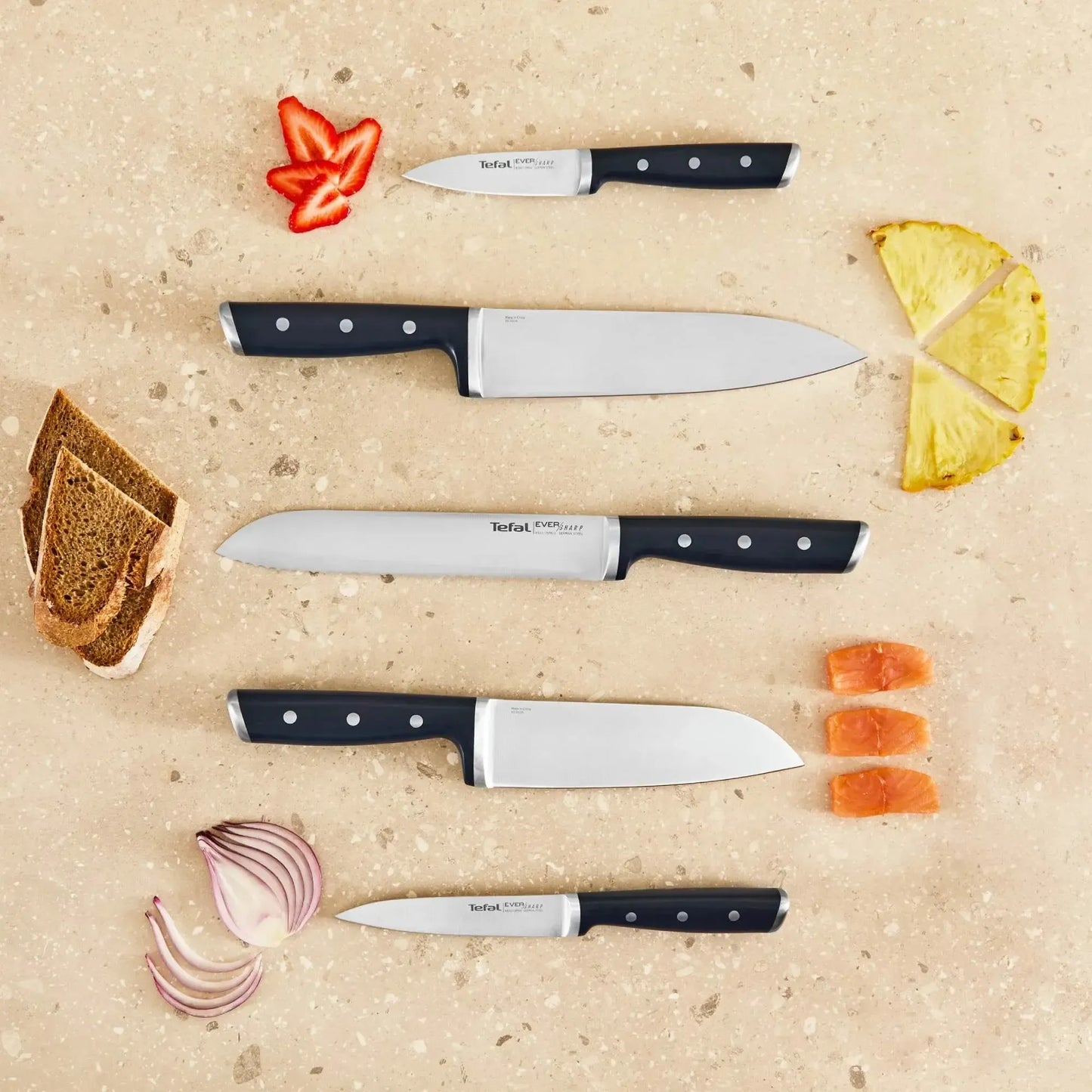 Set taco de 5 Cuchillos Eversharp Pro Con Afilador Tefal5#undefined
