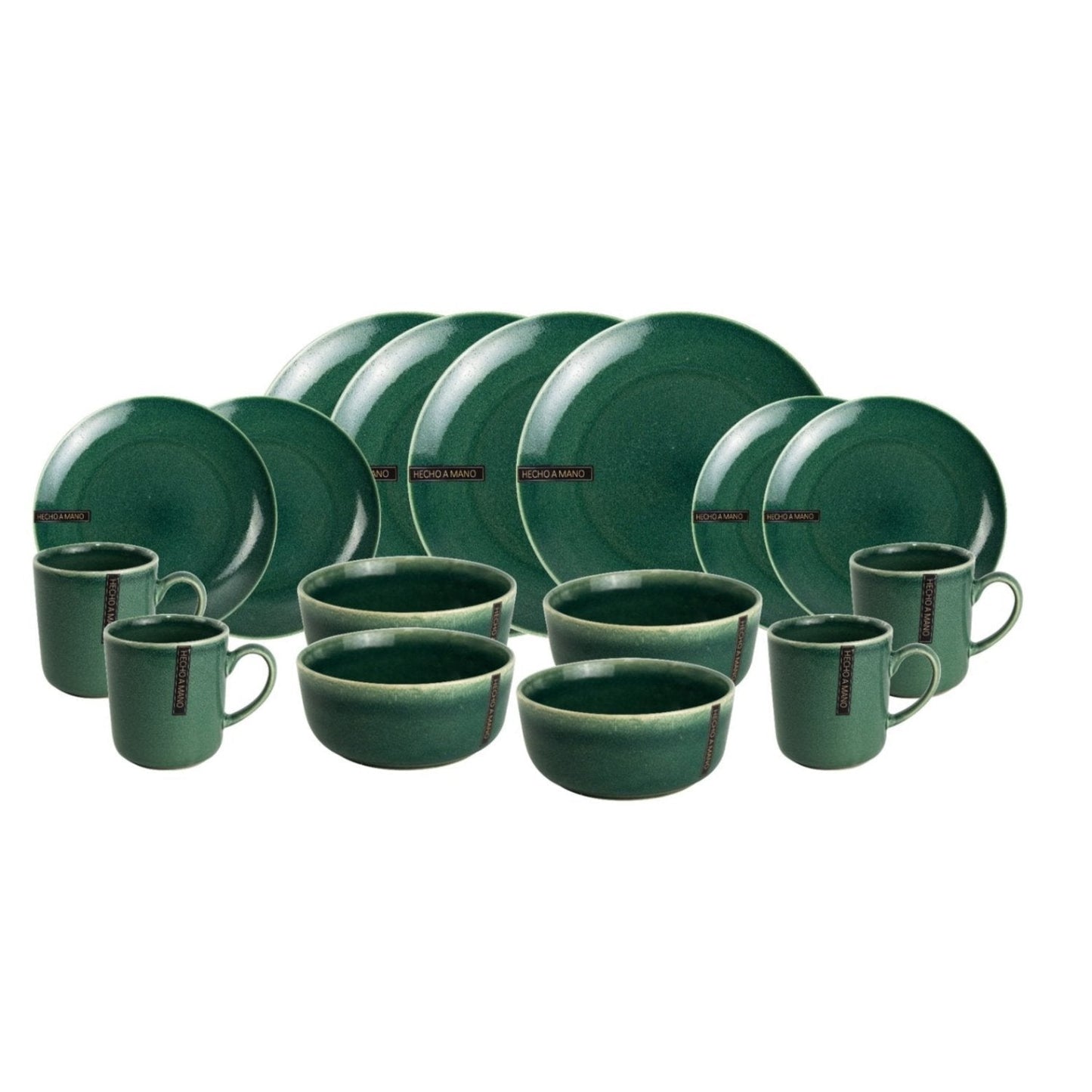 Juego de loza Copenhagen 16 Pzs Vajilla Cerámica Decoexpress1#Verde