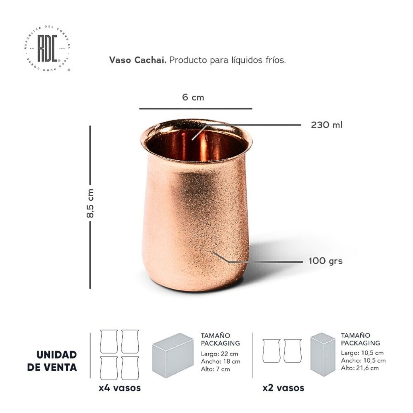 Set Vasos Cóctel RDC2#Cobre