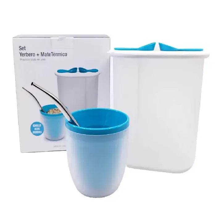Set Yerbero Azucarero Oval Mas Mate Con Bombilla Bipo8#Turquesac