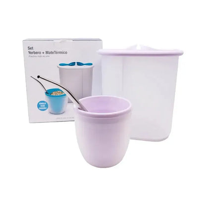 Set Yerbero Azucarero Oval Mas Mate Con Bombilla Bipo9#Lavanda