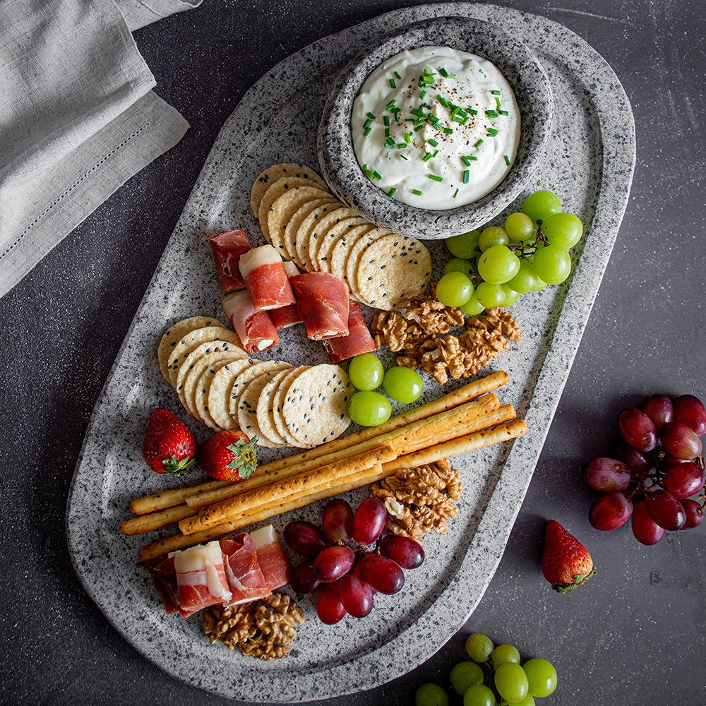 Set 2 Piezas Para Picoteo Ribete XL1#Gris