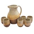 Set Jarra &  6 Vasos Cerámica Pisco Sour Bohemik3#Marrón Tierra