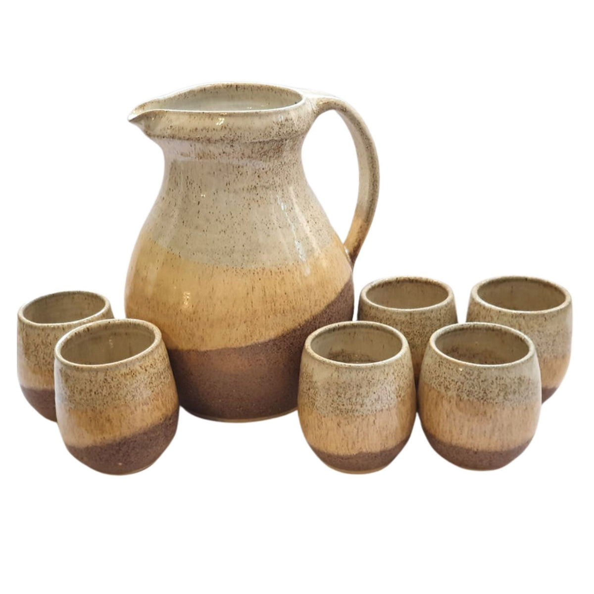Set Jarra &  6 Vasos Cerámica Pisco Sour Bohemik3#Marrón Tierra