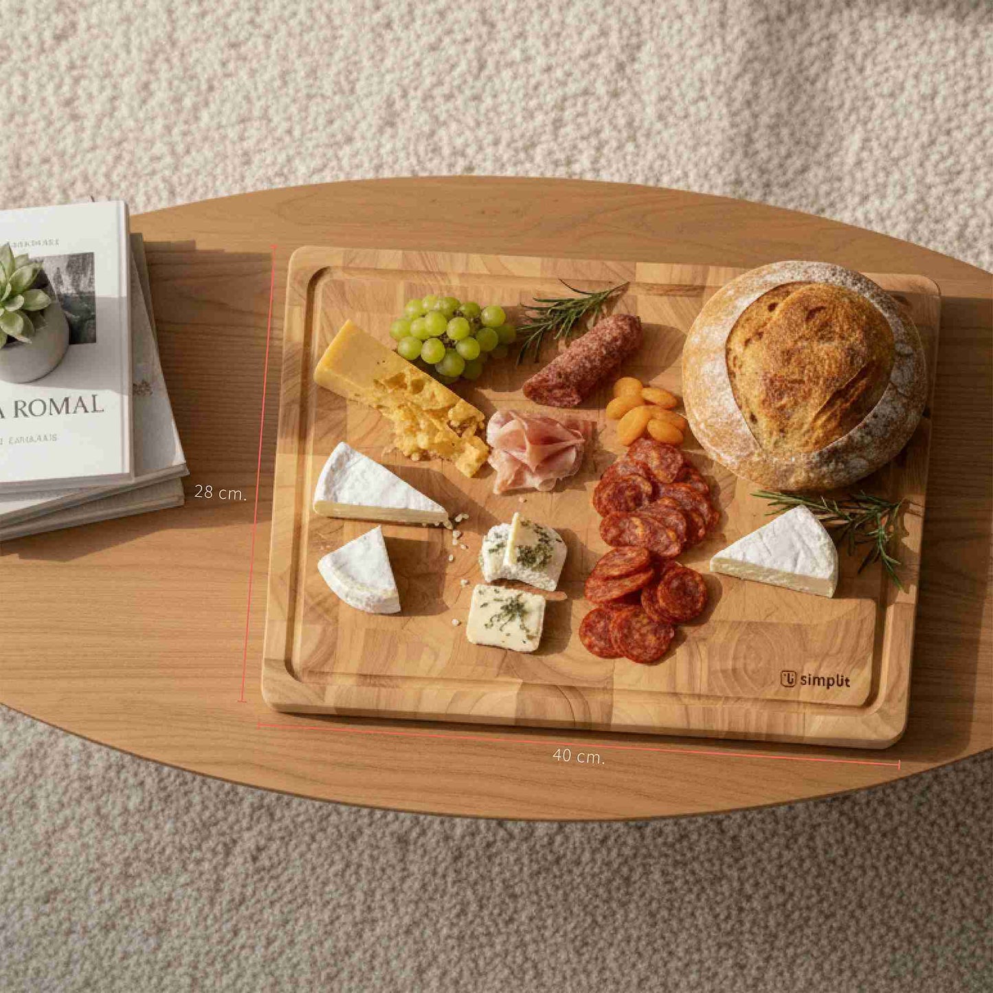 Tabla Para Picar Cortar Madera 40x28cm Cutte Simplit6#Marrón Tierra