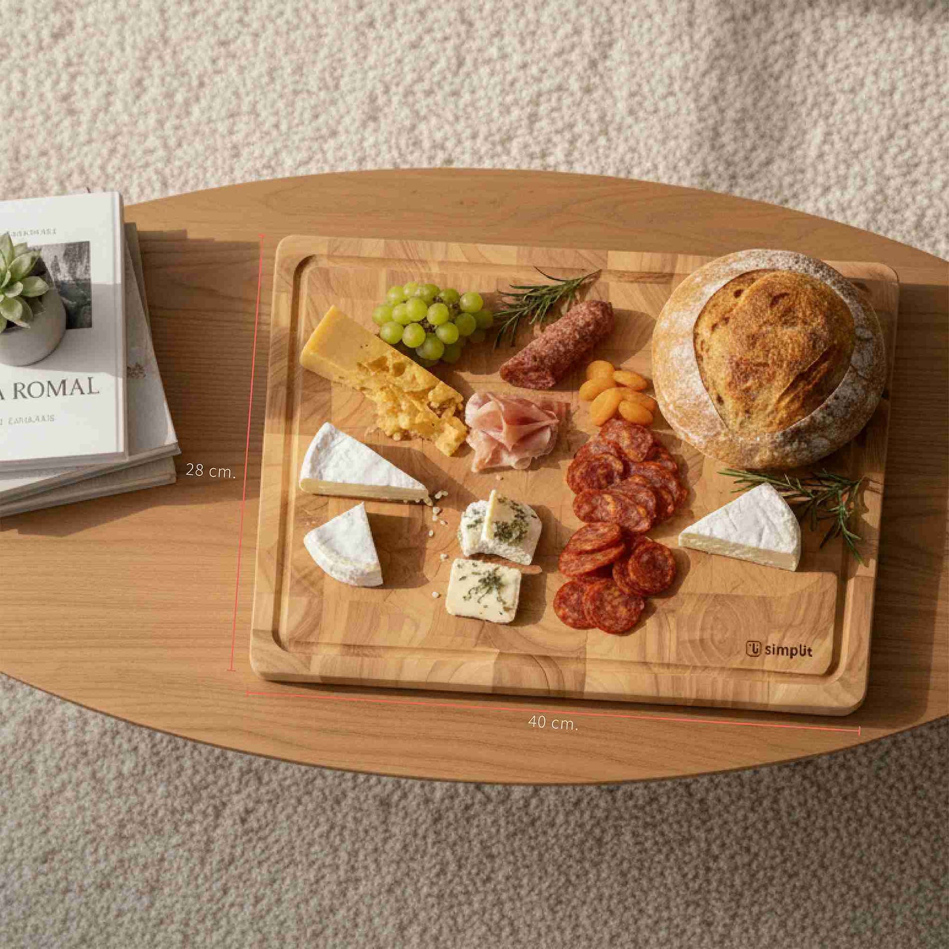 Tabla Para Picar Cortar Madera 40x28cm Cutte Simplit6#Marrón Tierra