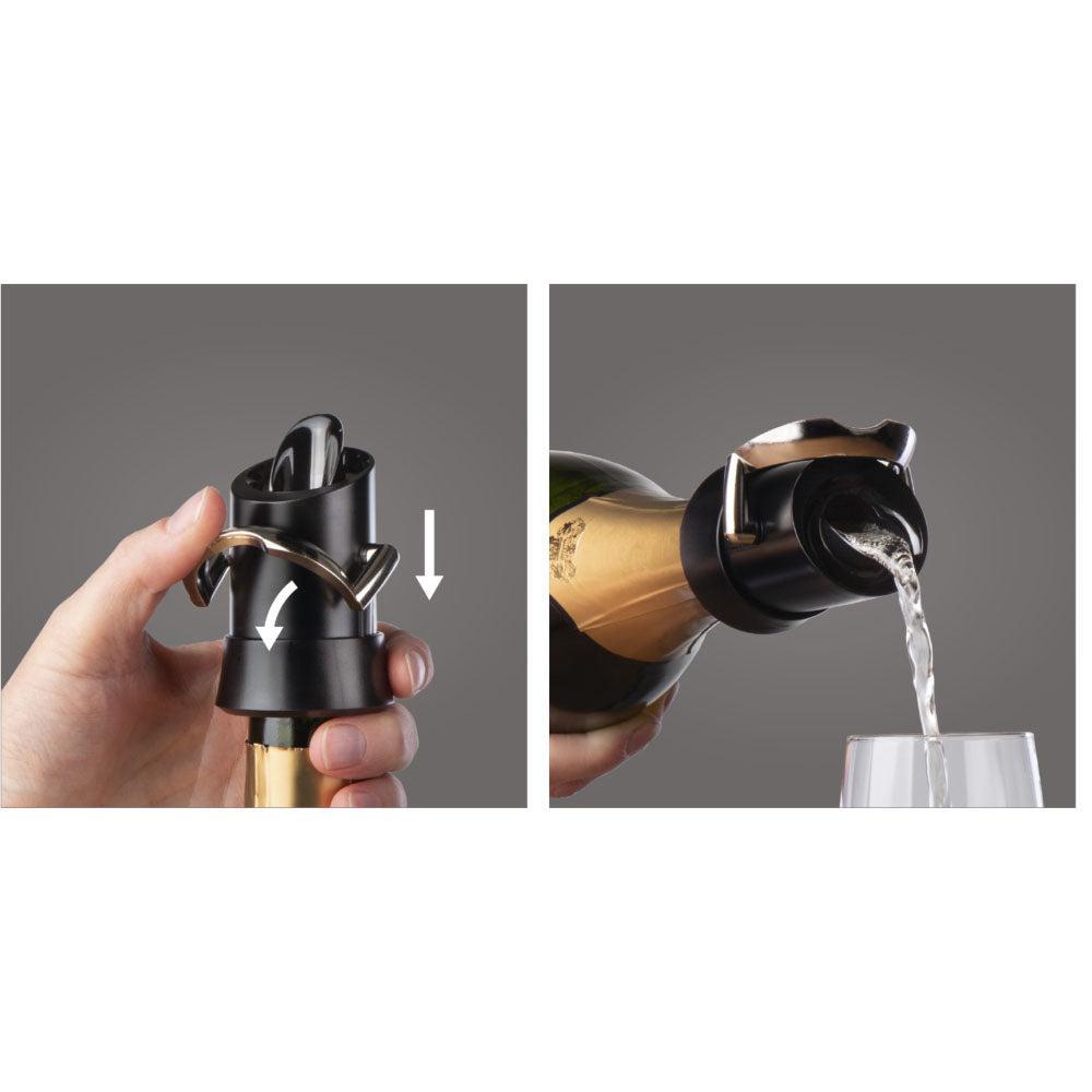 Tapón y Servidor Champagne Vacuvin3#Negro