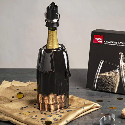 Tapón y Servidor Champagne Vacuvin6#Negro