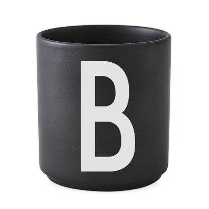 Taza Negro De Porcelana - B Design Letters2#Negro