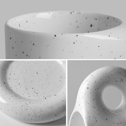 Set Taza Y Plato Cerámica 300 Ml Rústico Santú Home & Deco7#Blanco