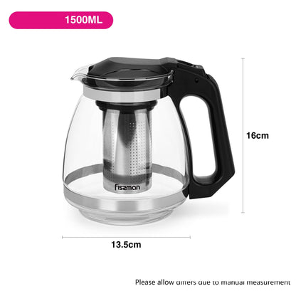 Tetera de Vidrio con Infusor Cental 1500 ml Fissman-Teteras