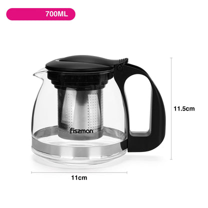 Tetera de Vidrio con Infusor Cental 700 ml Fissman-Teteras