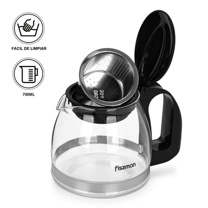 Tetera de Vidrio con Infusor Cental 700 ml Fissman-Teteras